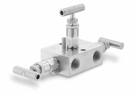 V Series 3-Valve Manifolds Traditional Body Designed for mounting on differential pressure transmitters with 2 1/8 in.