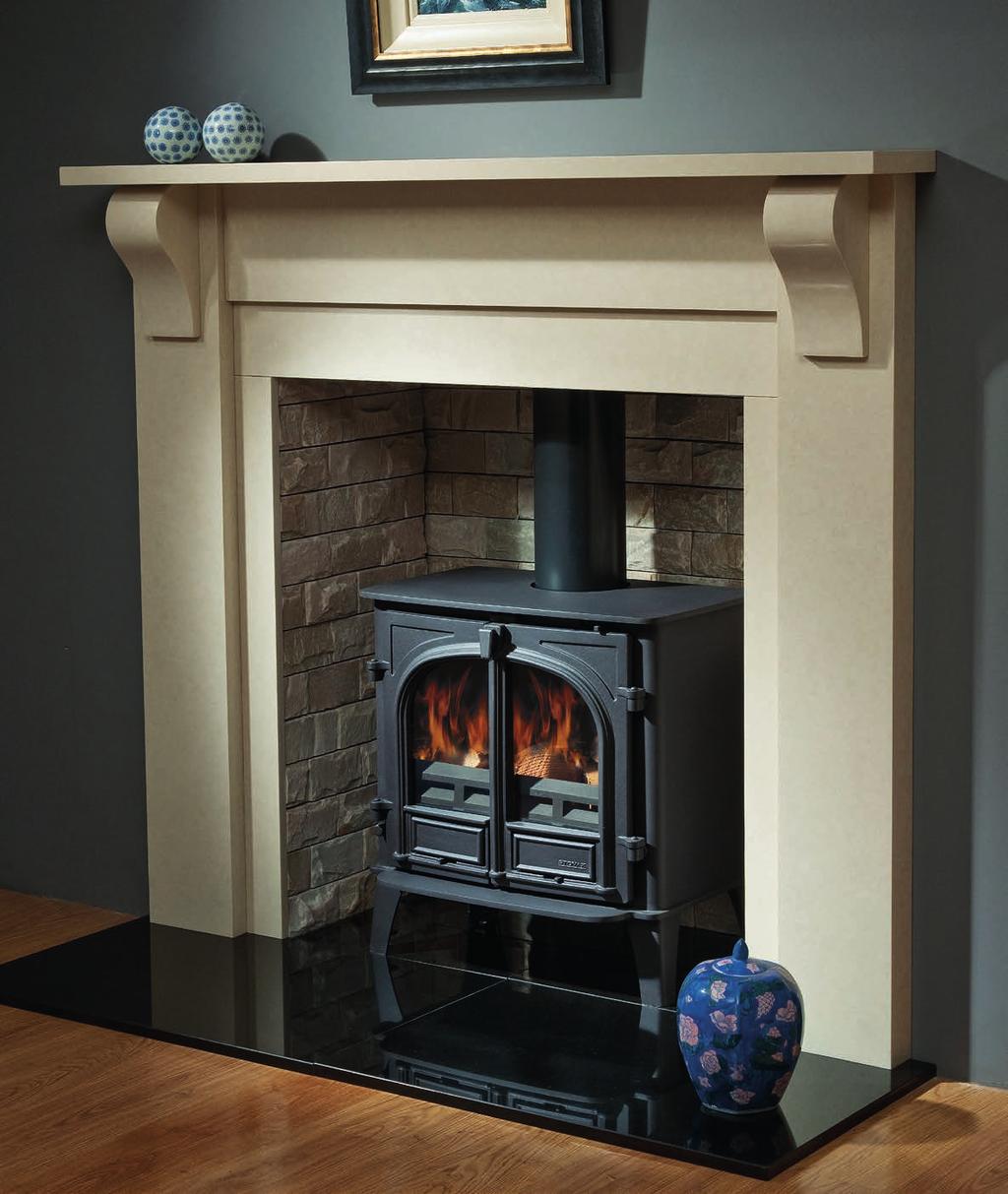 STOVE BEAM Shown in: Milan Cream with Ivoria Panels Bespoke Stove Dressing shown with 37 (950mm) x 37 (950mm)