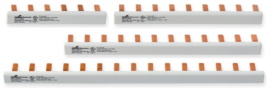 finger-safe protection (requires using endcaps) 100 ka SCCR when protected by a max 200 A Class J fuse Single-phase busbars rated to 1000 Vdc and