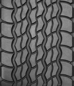 and multi-axle rigs. Application specific chip and cut resistant compound. Tapered tread extensions to help withstand the stress typical of spread or multi-axle applications.