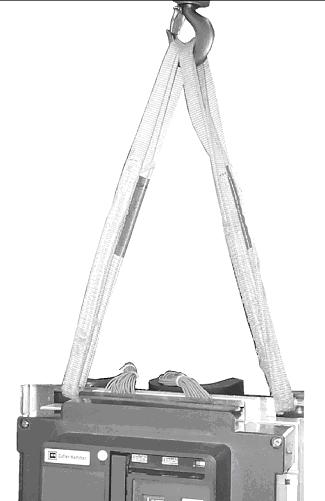 Once the yoke or sling are properly placed, the breaker can be carefully lifted and moved using an overhead lifter or portable floor lifter.