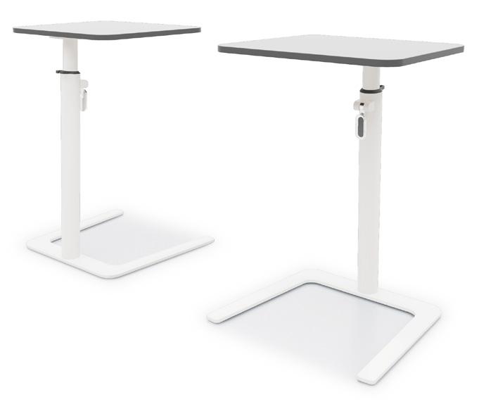 Aluminum stem and steel base, black or white painted or chrome base as standard Felt protective pads on underside of base