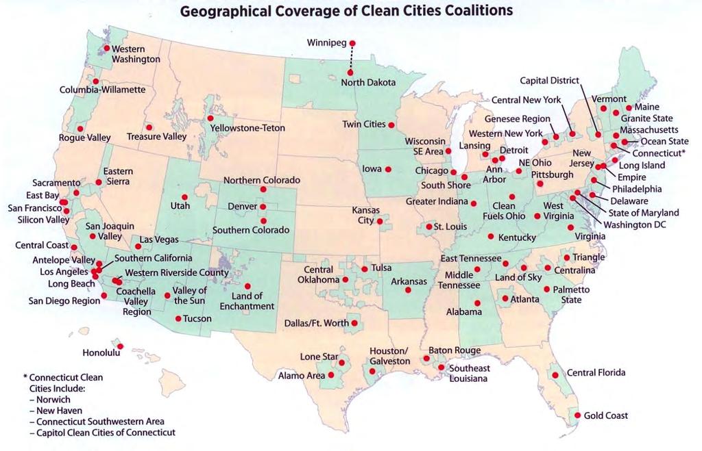 Clean Cities Coalitions Nearly 100 coalitions in 45 states Over 13,000