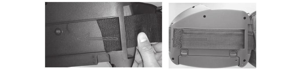 Put the release buckle back into the belt. FIGURE 3 (E).