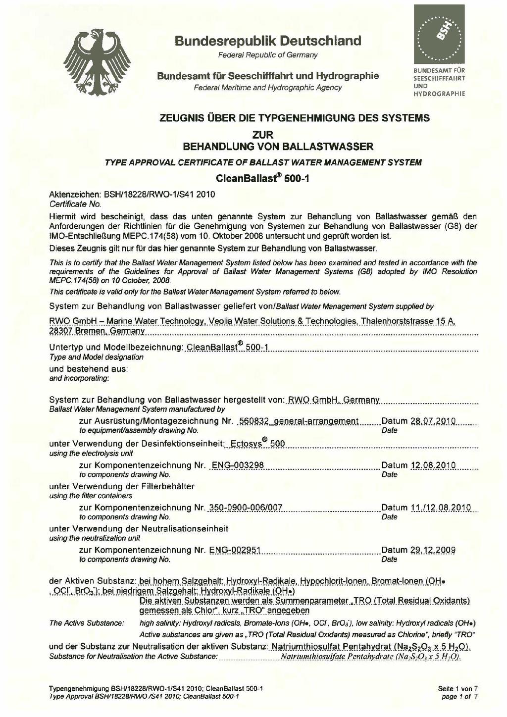 Annex, page 1 ANNEX TYPE APPROVAL CERTIFICATE OF