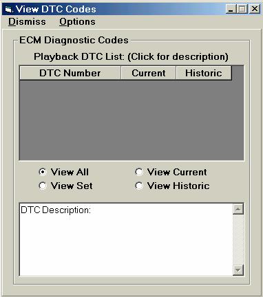 DTC Code Data Mode 6.21 View ECM DTC Functions This feature allows the user to view DTC s that were recorded in the Data Recording File currently being viewed.