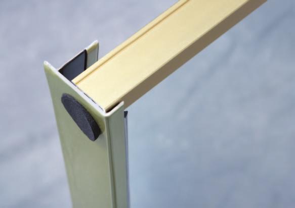 Satin Gold frame with mirror pictured. Steel Frameless version pictured Aluminum Wide Stile Sliders NEW COLOR!