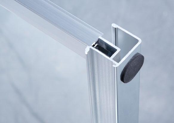 The frame is attached to the mirror with a premium clear vinyl glazing channel that eliminates vibration and noise.
