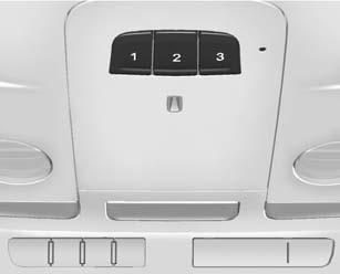 5-50 Instruments and Controls Universal Remote System Programming If the vehicle has this feature, you will see these buttons with one indicator light next to them in the overhead console.