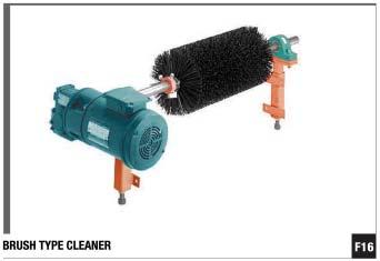 There are several types of belt cleaners available to eliminate carry back. The brush type can be driven by the pulley motion or motorized (Figure 16).