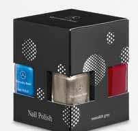 GIFT IDEAS 85 4 NAIL POLISH, SET OF 3. In genuine paintwork colours jupiter red, monolith grey metallic and south seas blue metallic. By LCN for Mercedes-Benz. Contents approx. 8 ml per polish.