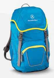GIFT IDEAS 95 6 CHILDREN S RUCKSACK. Blue. 100% polyester. S-shaped shoulder straps. 3M reflectors. Padded back. 2 mesh pockets. Age 5+. By Deuter for Mercedes-Benz. Size approx. 24 x 43 x 19 cm.