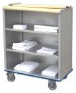 Silver Standard Vanilla Champagne Oak SPD-907 The Ultimate Small Enclosed Linen Cart, Only Available From Tecni Quip.