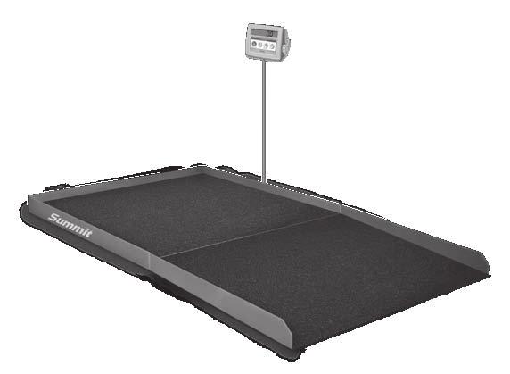 Bariatric/Wheelchair Scale Model SB-1000 36 in W x 36 in L - 1,000 lb mild steel painted scale with anti-slip rubber surface and three-sided safety rails Access ramp 36 in W x 28.