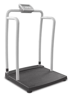 NEW Bariatric/Handrail Scales Bariatric/Handrail Model 240-10 Platform dimensions: 20 in x 25 in x 3 in Handrails for extra support and safety Integrated wheels for ease of portability Motiontrap TM