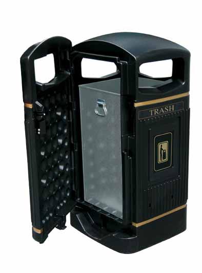 Glasdon Jubilee Trash Can Design Features 1. Concealed knuckle hinge Strong and durable with a flush external finish. 4 5 1 7 6 2 3 8 6 4 2.