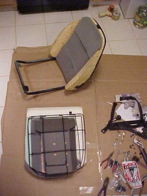 WITH WEBBING DONE, GLUE THE NEW SEAT BACK FOAM TO THE FRAME.