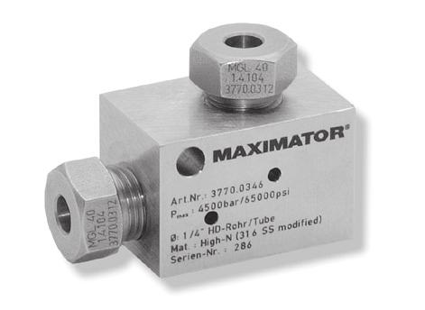 igh Pressure ittings TNOLOS MXMTOR high pressure fittings are designed to be used with the 36V, 43V and 6V series high pressure valves and high pressure tubing.