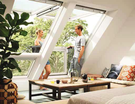 GXU Roof access window GDL Cabrio balcony roof window Easy roof access for roof repairs, maintenance,