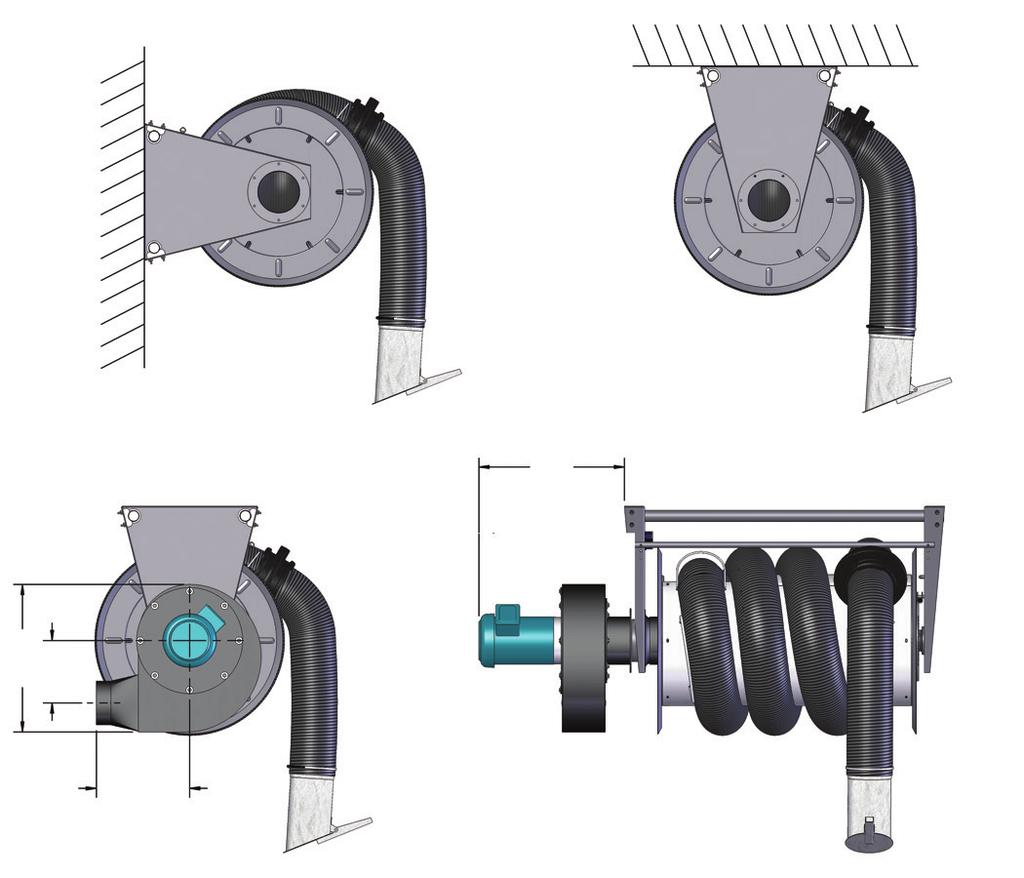 Fumes and gases exhaust hose reel Dimensions (motorized and spring recoil models) CHART 1 Weight without hose Dimensions [inches] / [mm] Drum width [inches] / [mm] A1 24 / 600 As per 34 / 850