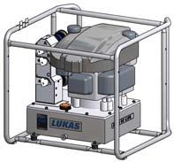 5.1 General information The main components (see sample illustration) of all LUKAS hydraulic units are: 1 Fluid reservoir 2 Motor 3 Pump 4 Frame 5 Connecting block with control valve 6 Carrying