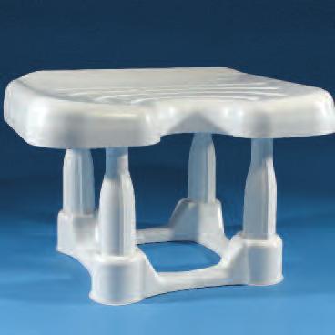 adjusted Plasticised pvc suction feet on each leg for added stability Aperture in seat area facilitates intimate hygiene Drainage holes allows
