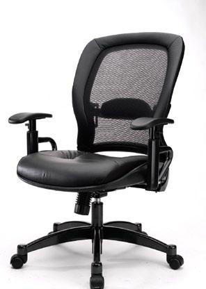 Superb Glove Leather Seat Surfaces Coordinated Black Mesh Fabric Trim Exclusive Q2 AIR GRID Back Leather-Wrapped Back Frame One-touch Pneumatic Seat Height Adjustment 2:1 Tilt Mechanism Fully Height