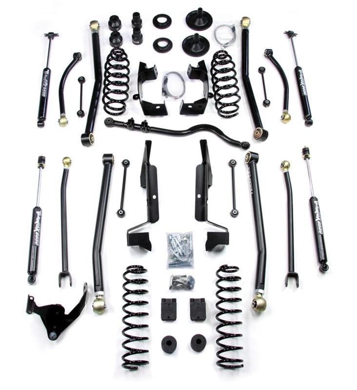 4 4 Long Arm Kit Box Contents at a Glance Spring Box Long Arm Box (2 Boxes) Monster Track Bar Kit Springs 2 Front; 2 Rear Front Lower Arms 2 Track Bar 1 Brake Line Extensions 1 Kit Front Upper Arms 2