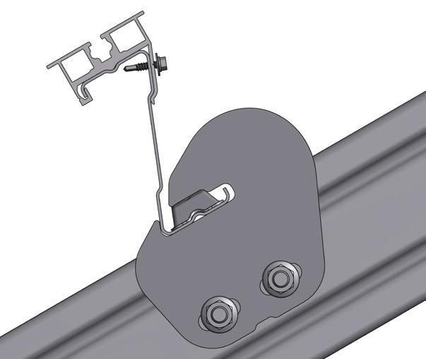 Position and secure clamp adapter on purlin; refer to system specific drawings to locate