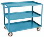 MB486 COMMERCIAL DUTY Available in 2 or 3 shelf models Top & middle shelf can be installed with the edge up or down, depending on your application Four 5" polyolefin casters, 2 swivel and 2 rigid 1
