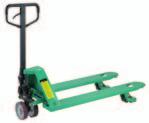 direction When handgrip is pressed downward, and tow bar raised, the truck is launched in the direction of the forks Specifications: Forks: 27" x 48" Minimum fork height: 3" Maximum fork height: 7.