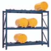 DRUM HANDLERS & RACKS DRUM STACKING RACK Designed to give maximum flexibility Provides 4-way fork truck or pallet truck entry allowing for easy drum relocation Each rack holds two 45-gallon drums and