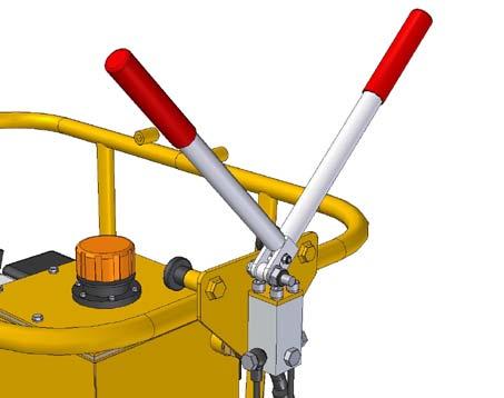 8. Locate the power pack onto the outrigger, ensuring that it is located into the blocks. 9. Connect the hydraulic power pack hoses to the ram using the quick release connectors. 10.