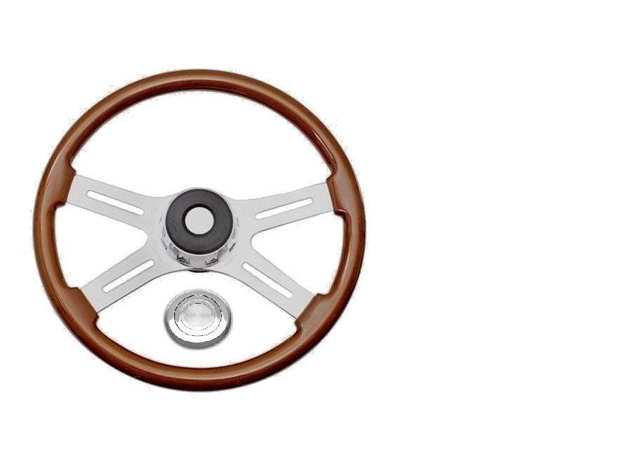 Steering wheels Peterbilt Steering wheels Peterbilt 18" with 4 chrome spokes 18" with 3 chrome spokes Classic - 29500 fits tilt and telescopic column - July 1993 to April 1998-29505 fits adjustable