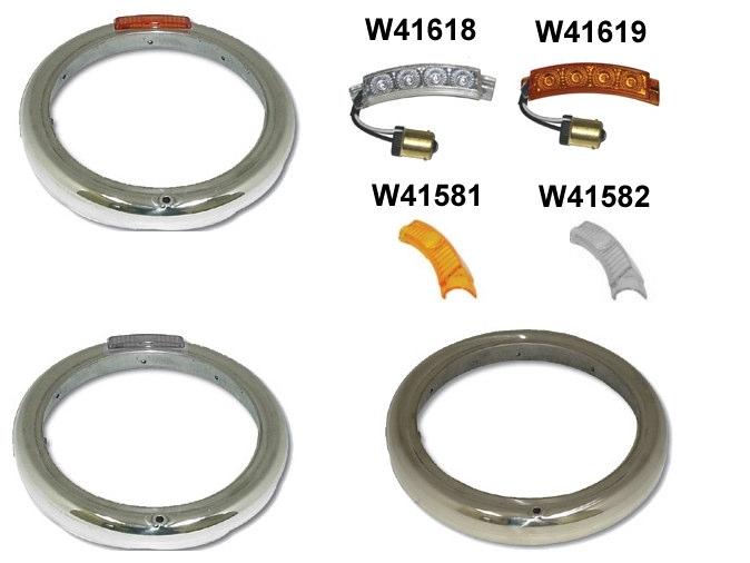Extended Visors with Eagle logo - W41611 Housing only rim has amber signal light - W41610 Housing only rim has clear signal light - W4151HB Housing only without signal light - 92475 Stainless Steel