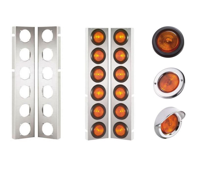 cut outs stainless steel fits 377 & 379 (one pair) 4" x 19-1/2" - 700S light bracket only no lights grommets or bezels - 701S-A with amber incandescent lights - 702S-A amber incandescent lights and