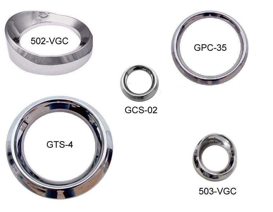 503-VGC Small gauge cover with visor - 502-VGC Tach and Speedo gauge cover with visor - GTS-4 Gauge bezel large with out visor - GCS-02 2"