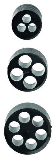 Accessories - Multiple-hole Seals Use a multiple-hole seal in those applications where more than one non-terminated cable or wire needs to be inserted into the same cutout.