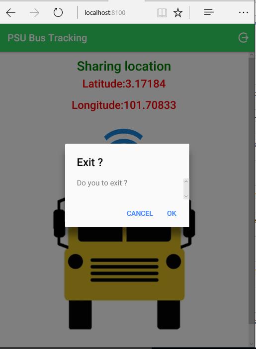 Seterusnya akan log masuk dengan mengguna nama pengguna dan kata laluan tersebut untuk melihat lokasi bas oleh penunjuk lokasi di atas peta.