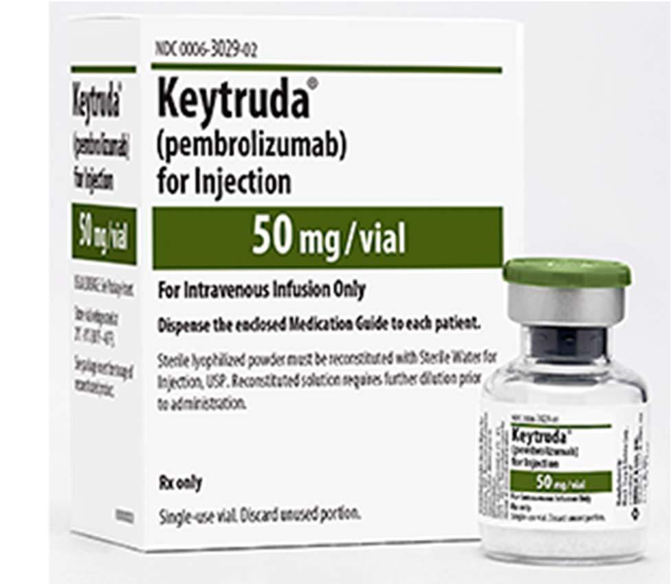 KEYTRUDA Background Approval of KEYTRUDA (pembrolizumab) High affinity, humanized monoclonal IgG4 antibody that binds to PD-1, and prevents binding to PD-L1 and PD-L2 Data from a Phase 1 study