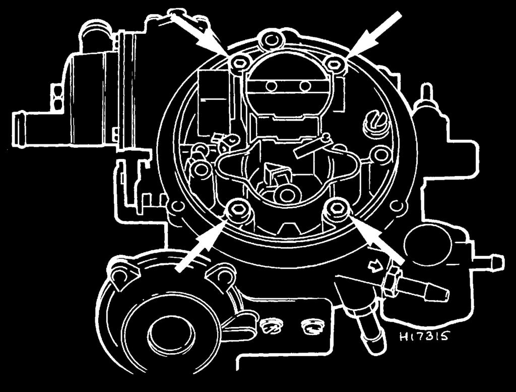 Carburettor fuel system 4A 15 16.26 Removing a Torx through-bolt - 1.1 and 1.3 litre HCS engines 16.19 Weber 2V carburettor mounting through-bolt locations - 1.