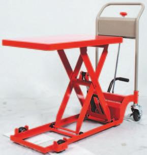 Push cart type Hydraulic/step type HLH Ultra-low Type : 220 to 882 lbs Available with incleased standard stroke. Equipped with easy movement wheels.
