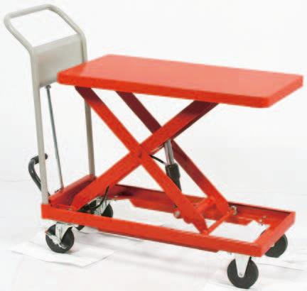 Push cart type Hydraulic/step type HLH : 264 to 2205 lbs The cart can be moved freely and can be elevated from a low position to a high position according to the