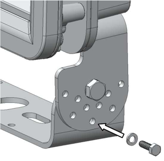 Loosen center pivoting M10 hex bolt [do not remove] on both sides of light fixture [Fig.2] 3.