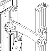 * Mount fitting () on the Panda Futura back, as shown on the drawing. * Mount fitting () on the ombi Frame profile. * The fingerscrew () is screwed into the fitting ().