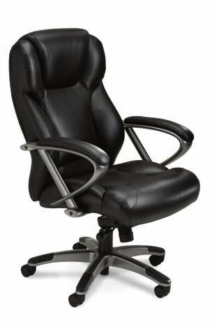 n Pronounced lumbar support. n Padded leather loop armrests.