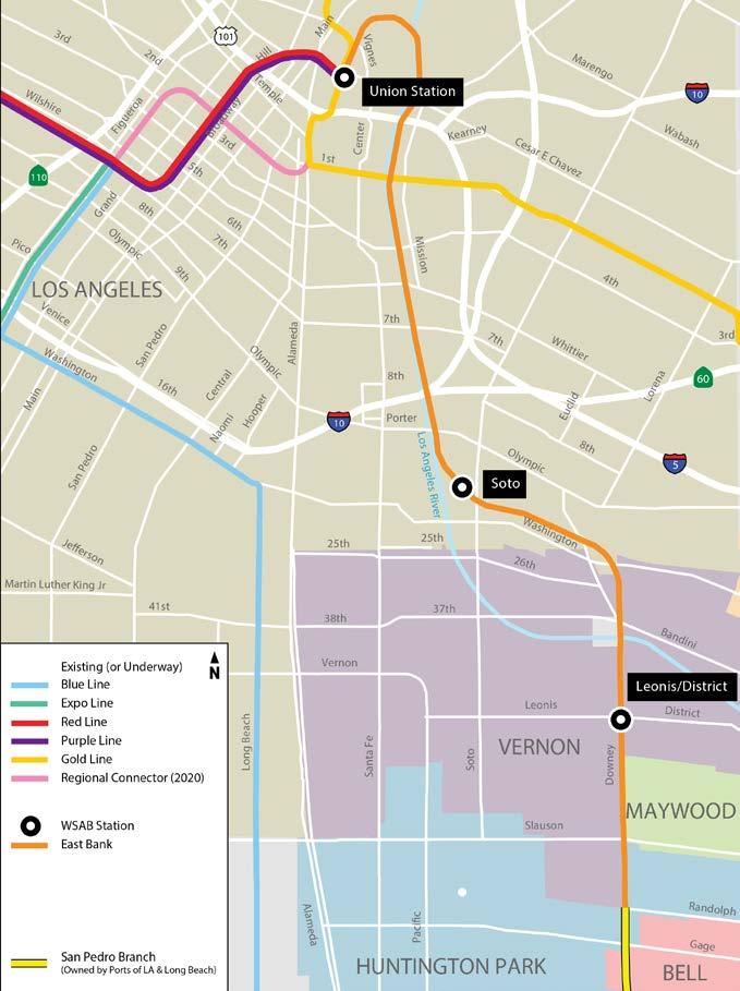 East Bank Alignment AA recommended alternative Access to Union Station from north via east of LA River Requires sharing right-of-way with UPRR and