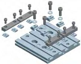 Connection kit consisting of: Plate (material: Al) Clamping fixtures (material: Al) Screws