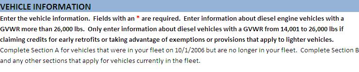 How to add a new vehicle Vehicle Information (Page 1 of 2) 2006 baseline fleet Vehicle