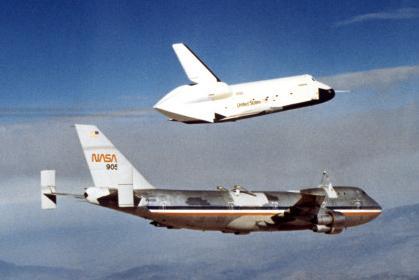 Fig. 30. The Space Shuttle prototype Enterprise flies free.